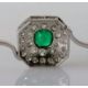 An Art Deco emerald and diamond platinum brooch, the emerald 5mm x 6mm, thirty-one round-cut diamond - Image 5 of 5