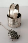 Art Deco Swedish silver and marcasite galleon Anker 15 Rubis watch brooch, hallmarked, 40mm x
