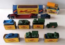 A Moko Lesney Matchbox Series No 60 Morris J2 Pick-up, model/box very good; No 61 Army Scout Car,