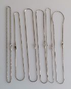 A selection of six white gold neck chains/chokers, various sizes/styles, all stamped 750, mostly
