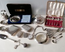 A Victorian silver vesta with engine turned decoration, marks rubbed, initialled