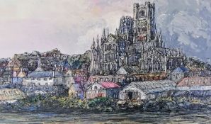 Robert William Hill (1932-1990), ELY CATHEDRAL, oil on canvas, 60 x 75 cm, framed and signed