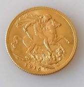 A George V gold full sovereign, 1915