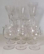 A large early 20th century wine glass, the trumpet bowl inscribed at the rim '