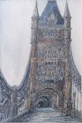 Robert William Hill (1932-1990), TOWER BRIDGE, oil on canvas, 75 x 50 cm, framed and signed