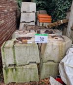 Thirty Various Fork Liftable Concrete Blocks