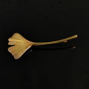 Ginkobrosche, 585/14K Gelbgold (punziert), 3,50g, signiert Man, ca. 3,5x7,5cm