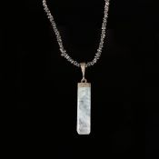 Diamant-Kette mit Aquamarin-Anhänger, 925 Silber, Gesamtgewicht 12,5g, Bernhard Conrad Idar-Oberste