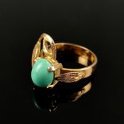 Türkis-Ring, 750/18K Gelbgold (getestet), Gesamtgewicht 5,65g, Vorderseite mit ovalem Türkiscabocho