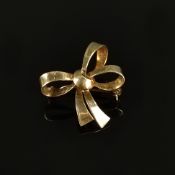 Kleine Brosche, 585/14K Gelbgold (punziert), 2,6g, gefertigt als Schleife, Maße ca. 23x22,5mm