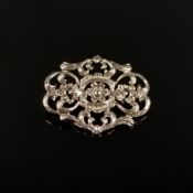 Brosche, Jugendstil, Silber 800 (punziert), 4,4g, florales Dekor, Länge 3,7cm, Breite 2,8cm