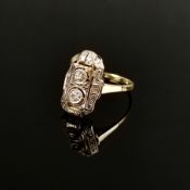 Art Deco Goldring, 585/14K Gelbgold (punziert), 2,25g, durchbrochen gearbeiteter Ringkopf mit geome