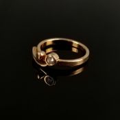 Diamant Goldring, 585/14K Gelbgold (punziert), 2,6g, mittig Diamant im Brillantschliff 0,08ct, Ring