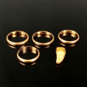 Vier Bandringe, 3-mal 585/14K Gelbgold (alle punziert), 8,22g, und einmal 333/8K Gelbgold, 2,61g (p
