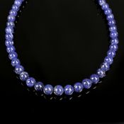Lapislazuli-Kugelkette, 585/14K Gelbgold (punziert), Gesamtgewicht 60g, Kette aus fein polierten, r