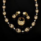 Ausgefallenes Schmuckset, 4 Teile, aus 333/8K Gelbgold-Golddraht gearbeitet (getestet), bestehend a