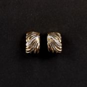 Vintage bicolor Ohrclips, 750/18K Weiß- und Gelbgold (punziert), 9,68g, Schauseite je besetzt mit e