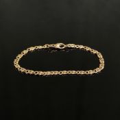Flachpanzer Armband, 333/8K Gelbgold (punziert), je zwei Glieder zusammengefasst, Karabiner-Verschl