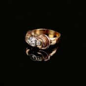Vintage Diamant-Ring, 585/14K Gelbgold (punziert), 6,28g, um 1930/40, getreppter Ringkopf mit einem