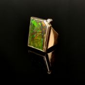 Großer Designer-Ring, 750/18K Gelbgold (getestet, unleserlich punziert) Gesamtgewicht 18,92g, mitti