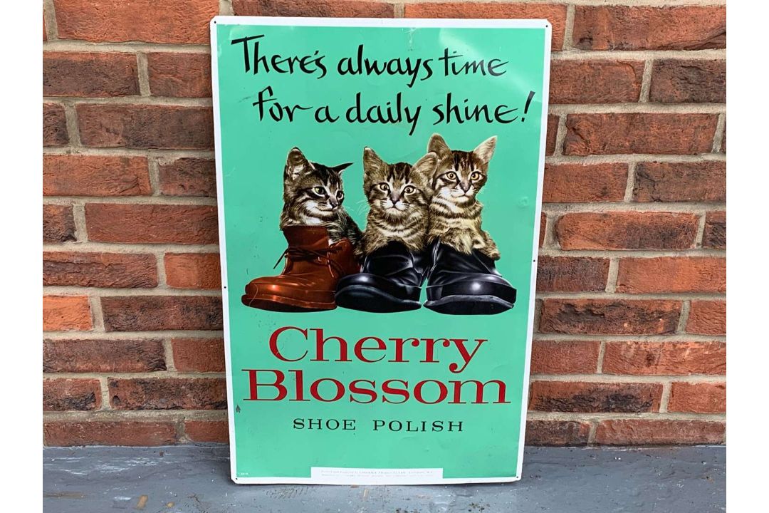 original Tin Cherry Blossom Shoe Polish Sign - Image 1 of 2
