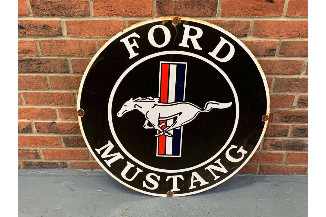 Enamel Circular Ford Mustang Sign - Image 1 of 2
