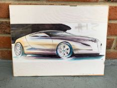 Alfa Romeo Concept Car Artwork Signed and Dated