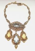 Aquamarin Citrin Collier, um 1900