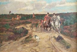 Gustav Marx (1855 -1928), Jagdszene mit Reitern und Hunden, signiert und dat. 