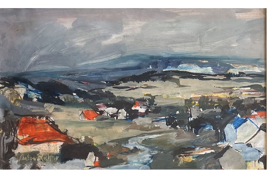Anton Richter, Landschaft bei Seulbitz mit Dörfern und Höfen