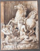 Michel I CORNEILLE (1602-1664) zugeschr., Entwurf für einen Brunnen: zwei Tritonen, von denen
