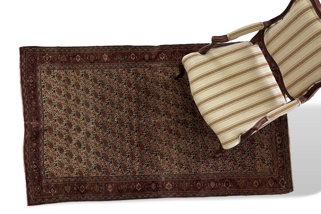 Teppich Senneh / Sanandaj antik, Rosenmotiv in all-over Musterung, beschädigt, 201cm x 123cm - Bild 3 aus 9