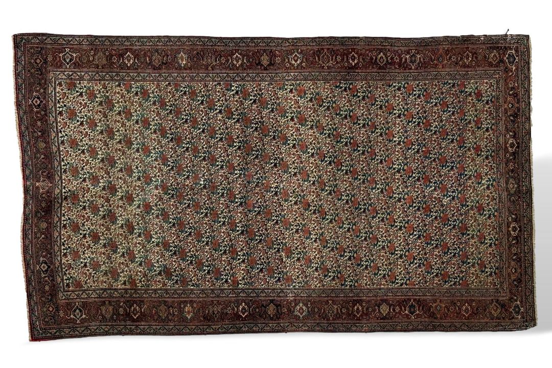 Teppich Senneh / Sanandaj antik, Rosenmotiv in all-over Musterung, beschädigt, 201cm x 123cm - Bild 2 aus 9