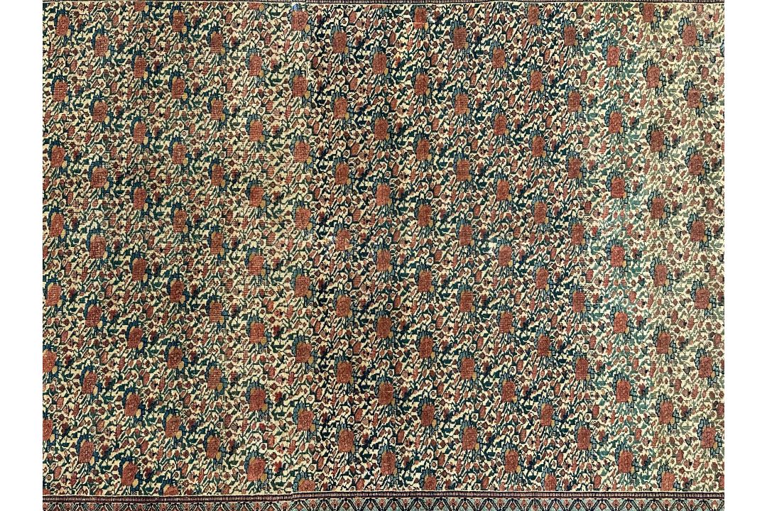 Teppich Senneh / Sanandaj antik, Rosenmotiv in all-over Musterung, beschädigt, 201cm x 123cm - Bild 4 aus 9
