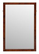A Victorian walnut framed rectangular wall mirror,