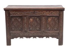 A Charles II oak coffer, circa 1670,
