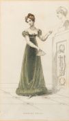 A group of five various hand-tinted fashion plates of ladies' dress, French and English,