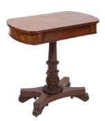 A Regency burr oak side table,