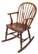 A Victorian elm, ash and beech rocking chair,