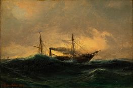 Anton Melbye (Danish, 1818-1875) A steamer on a swell, 1852 signed and dated lower left,