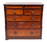 A Victorian North Country oak and mahogany rectangular chest:,