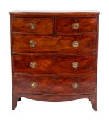 A George III mahogany bow front chest of drawers,