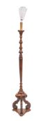 A Continental carved walnut torchere stand,
