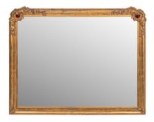 A gilt composition framed rectangular wall mirror in 18th century taste,