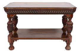 A carved walnut side table in 16th century Italian style,