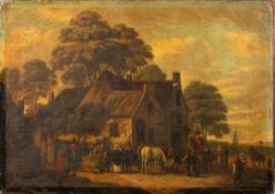 Follower of Isaac van Ostade (Dutch, 1621-1649), 18th century Travellers,