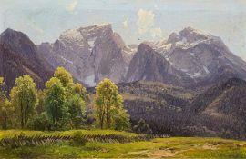 Adalbert Waagen (German, 1833-1898) Hoher Göll signed and inscribed verso oil on card, 13.5 x 20.