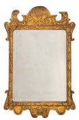 A George I giltwood and composition framed wall mirror,