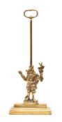 A Victorian brass door porter cast with the Trusty Servant,