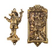 A brass Trusty Servant door knocker,